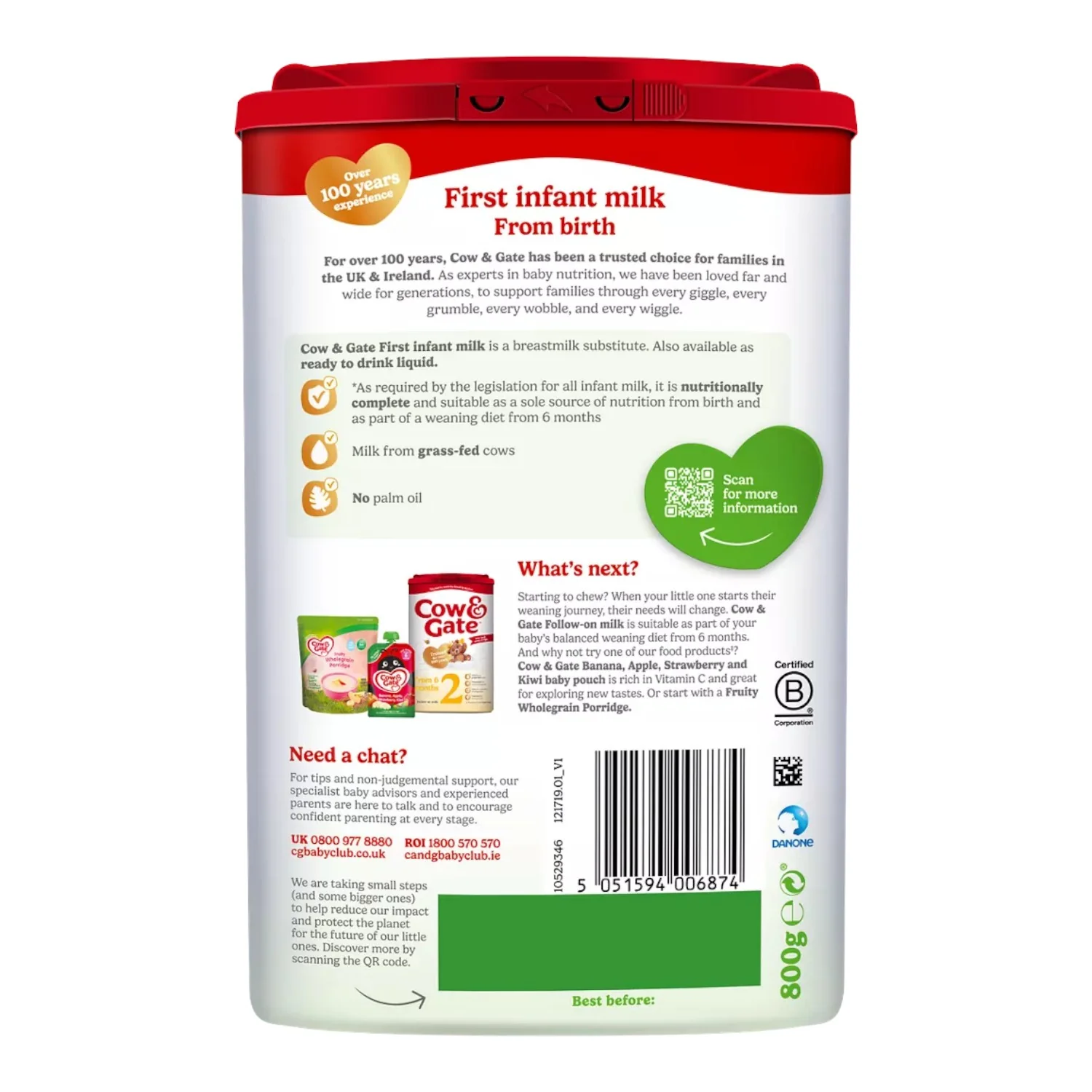 Cow & Gate Stage 1, First Infant Milk (0m+) 800g (Pack of 1) - Image 3