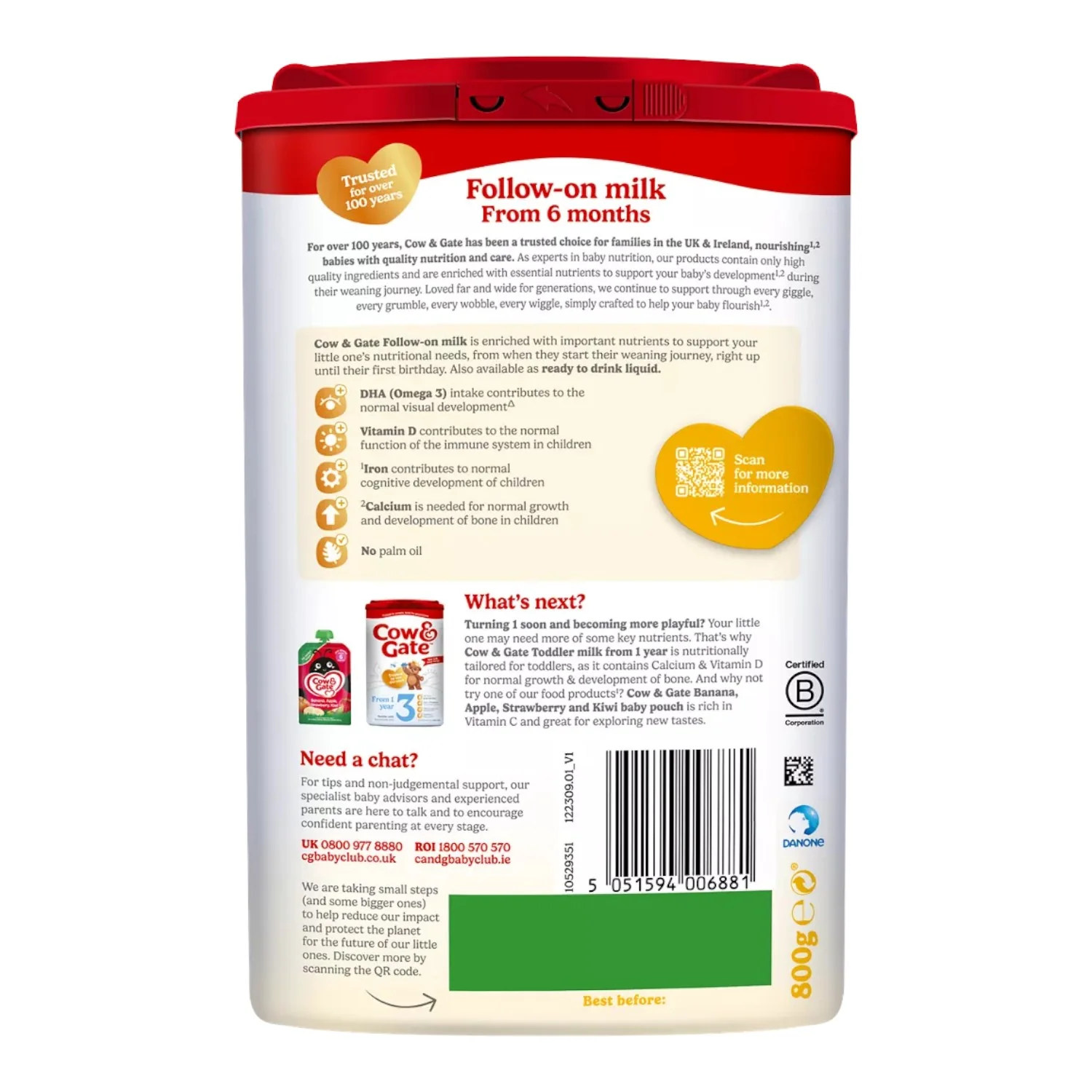 Cow & Gate Stage 2, Follow-on Milk (6m+) 800g (Pack of 1) - Image 3