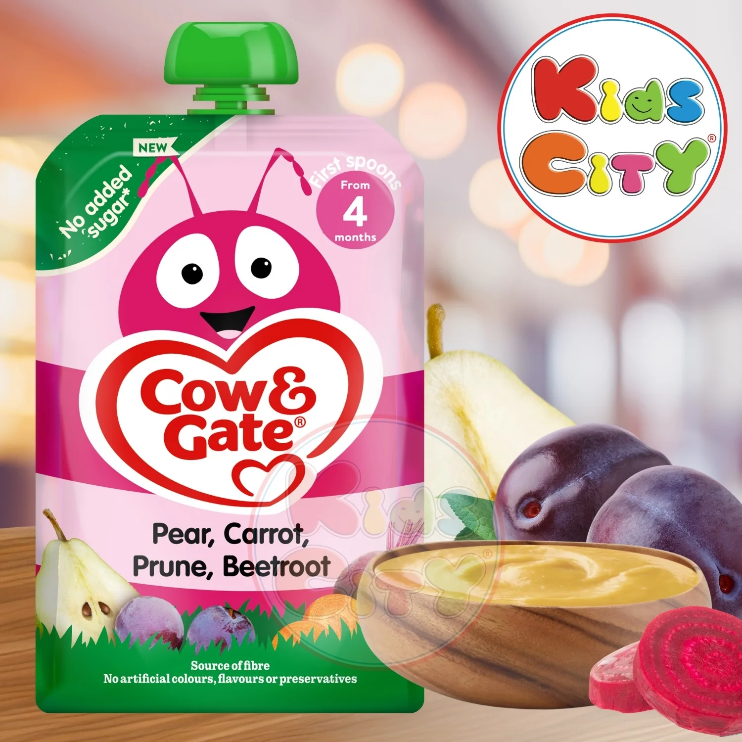 Cow & Gate Baby Food Pouch, Pear, Carrot, Prune, Beetroot (4m+) - 100g