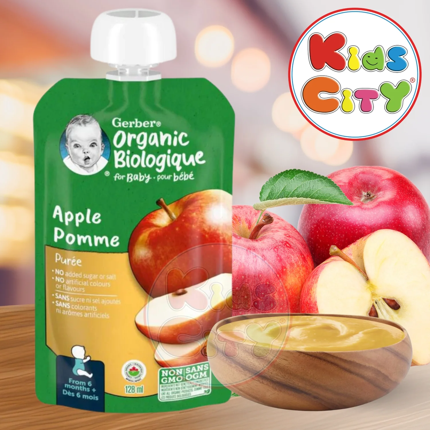 Gerber Organic Biologique for Baby, 2nd Foods, 128ml, Apple Pomme (Pack of 1)