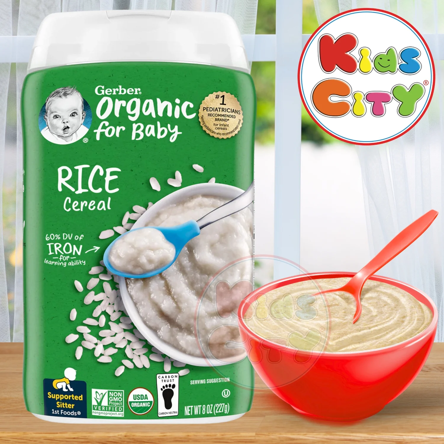 Gerber Cereal Organic Rice Cereal for Supported Sitter (8oz)