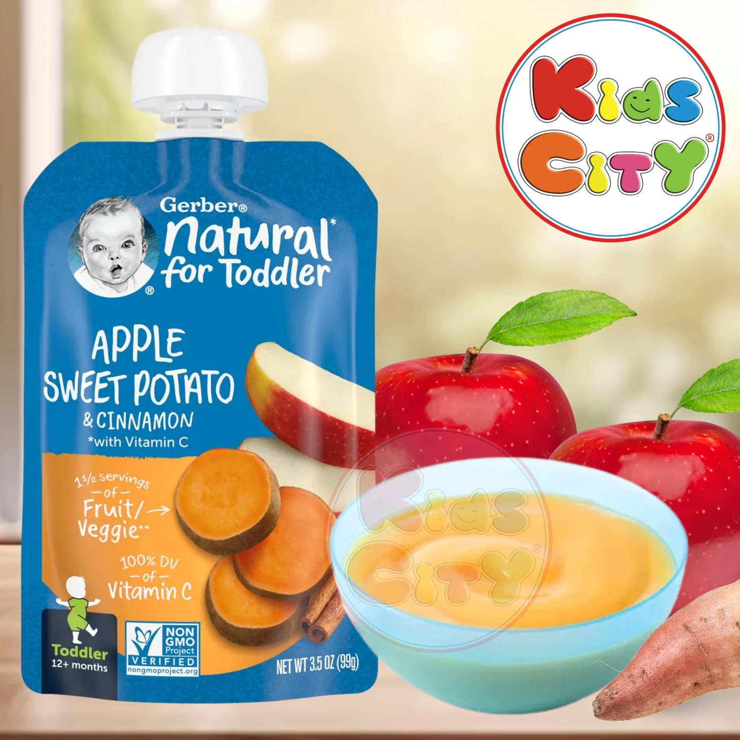 Gerber Natural, Apple Sweet Potato & Cinnamon, 99g (Pack of 1)