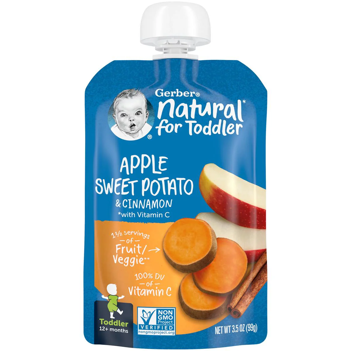 Gerber Natural, Apple Sweet Potato & Cinnamon, 99g (Pack of 1) - Image 2