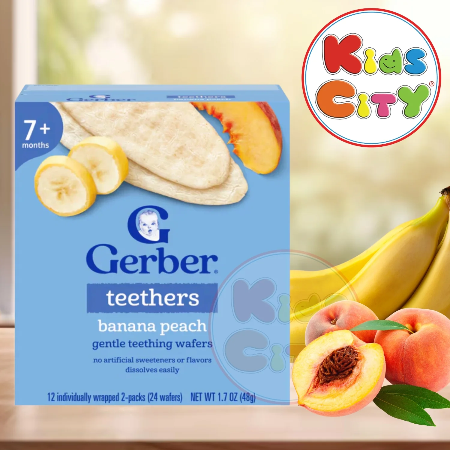 Gerber Snacks for Baby, Teethers Gentle Teething Wafers, Banana and Peach, 48g (Pack of 1)