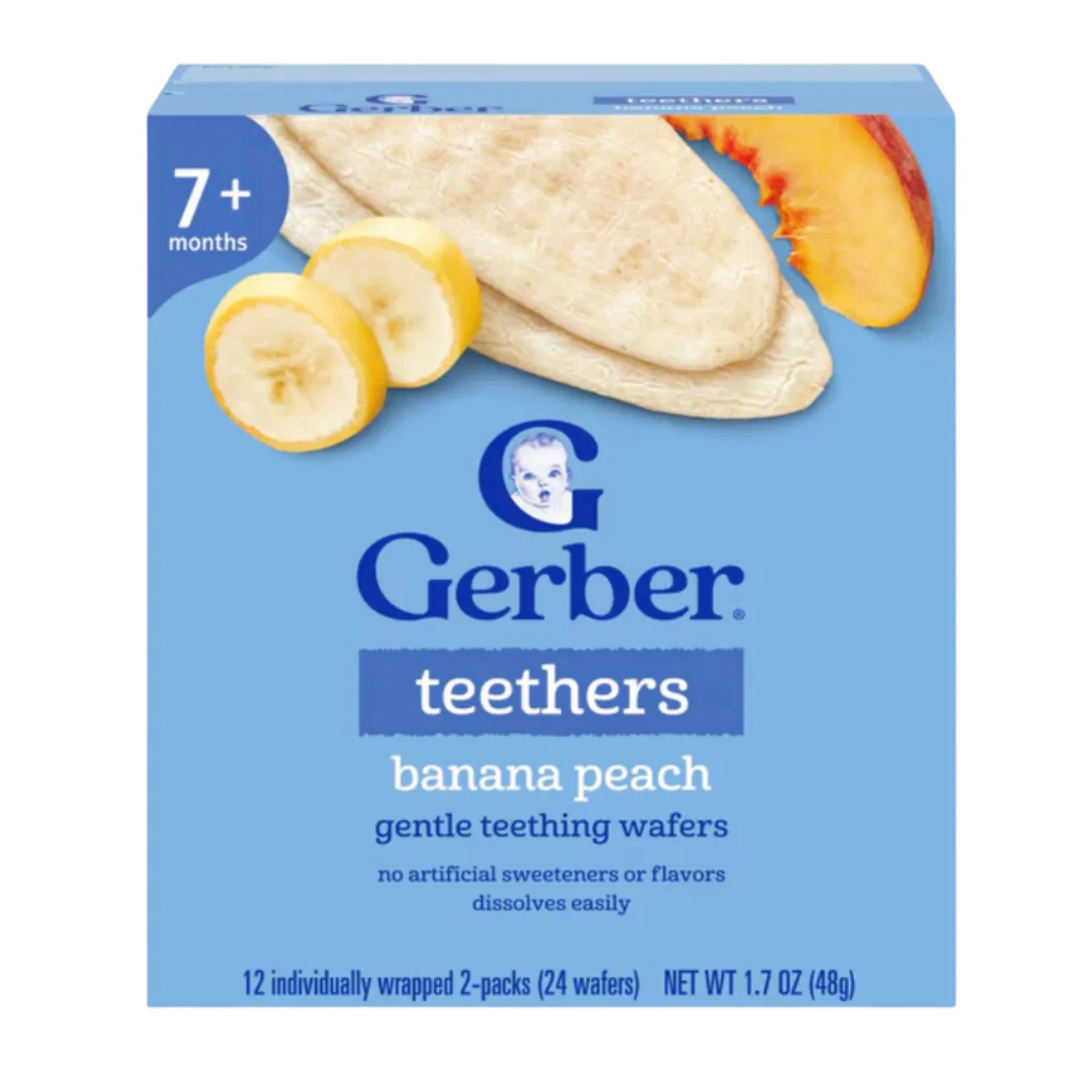 Gerber Snacks for Baby, Teethers Gentle Teething Wafers, Banana and Peach, 48g (Pack of 1) - Image 2