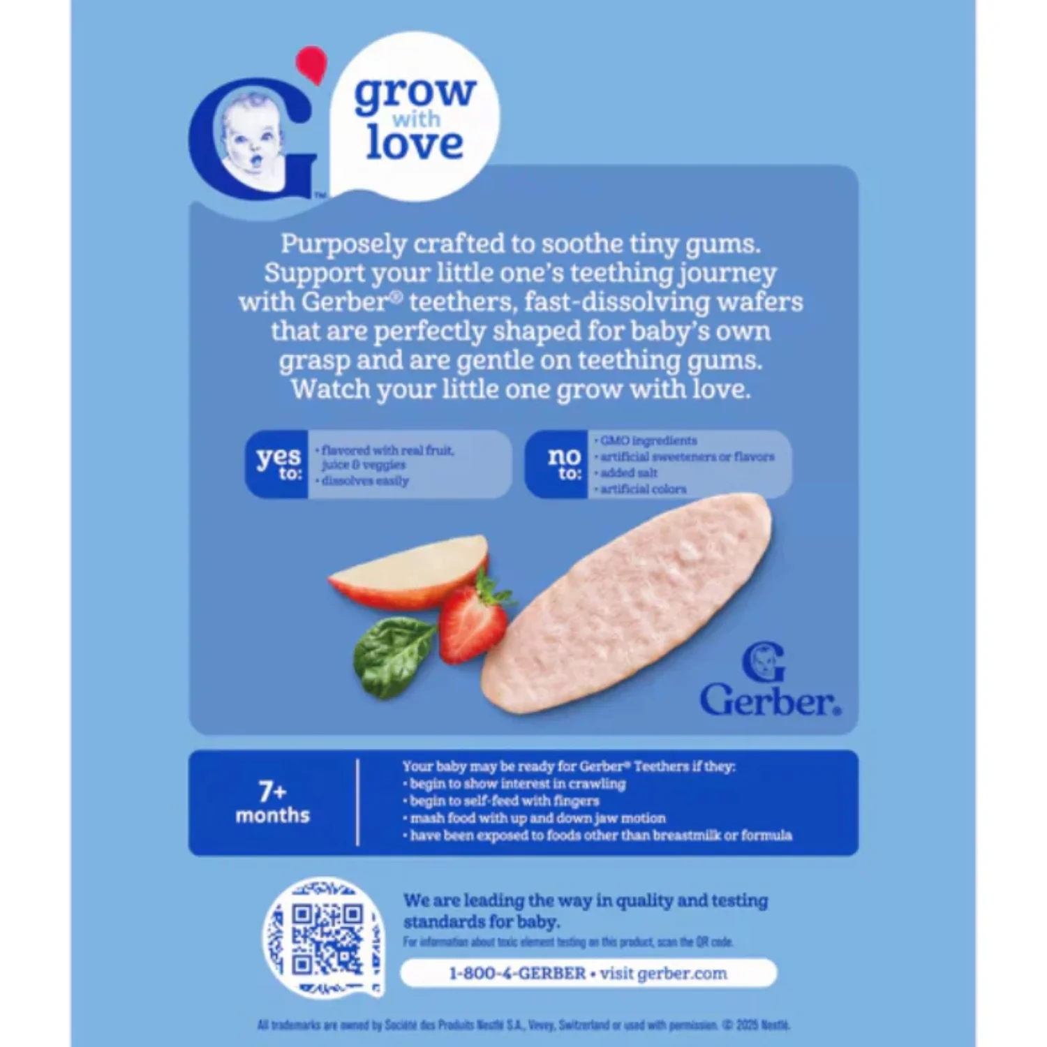 Gerber Snacks for Baby, Teethers Gentle Teething Wafers, Strawberry, Apple and Spinach, 48g (Pack of 1) - Image 3