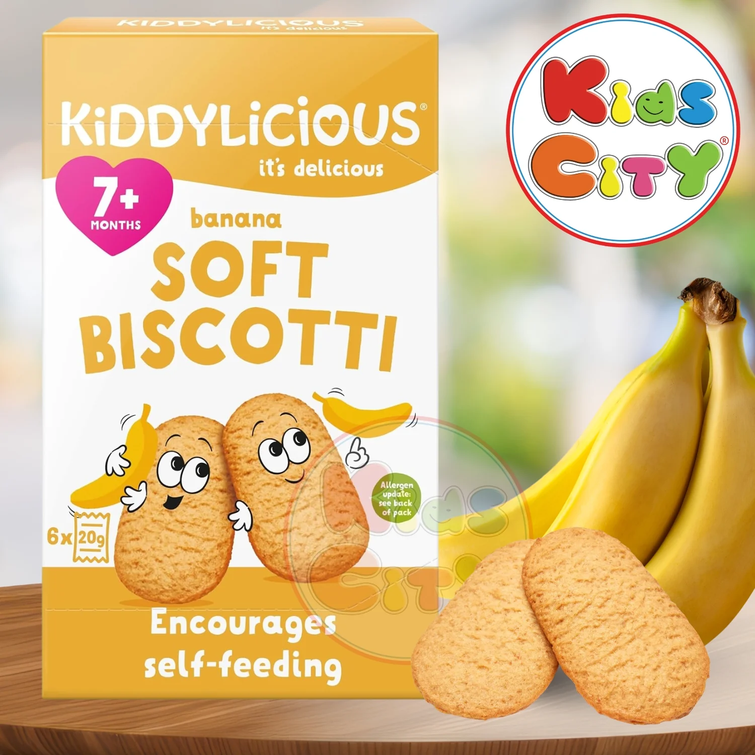 Kiddylicious Soft Biscotti, Banana (7m+) - 120g (6x20g)