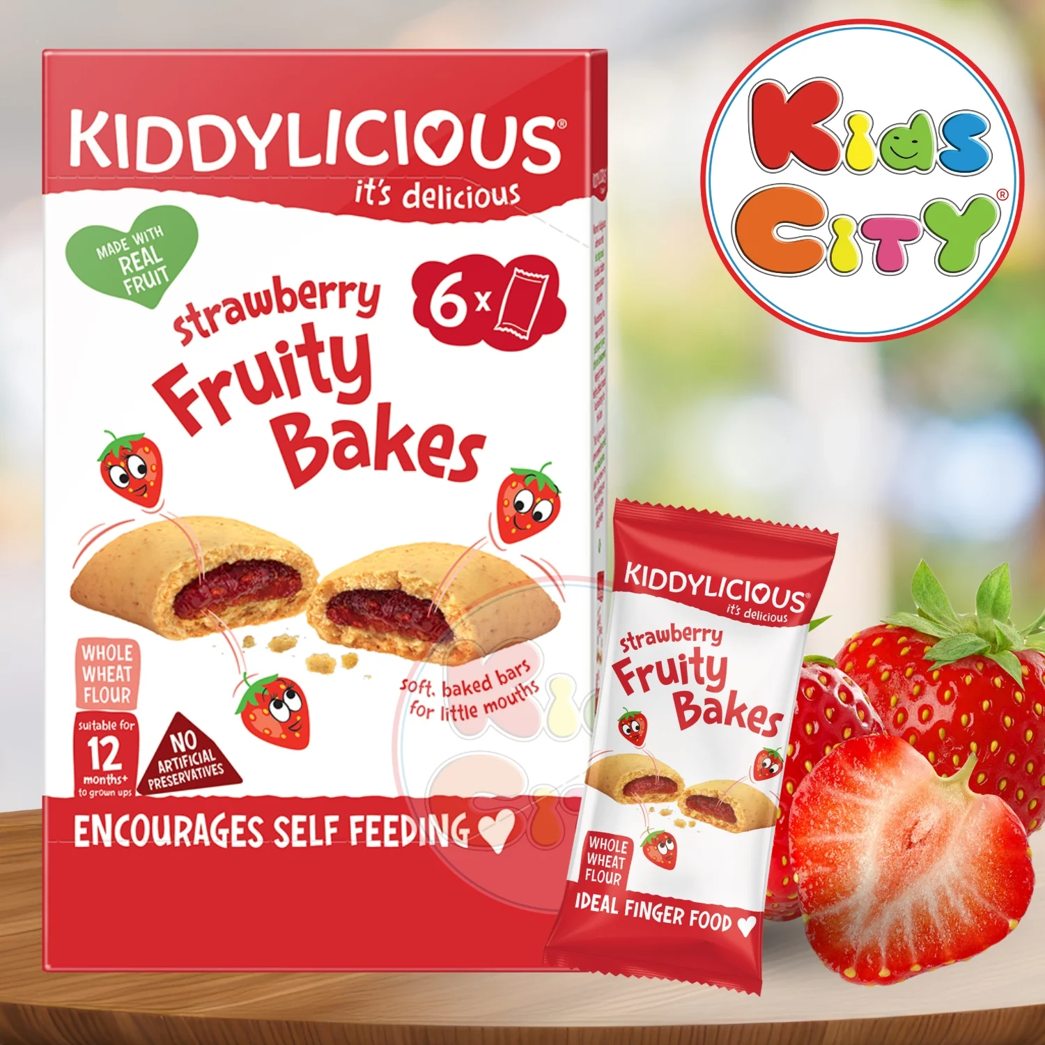 Kiddylicious Strawberry Fruity Bakes Soft baked Bars (12m+) - 132g (6x22g)