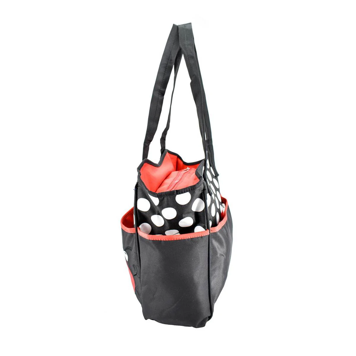 Mother Bag with Diaper Changing Mat - Black/Red & White Dot - Image 3