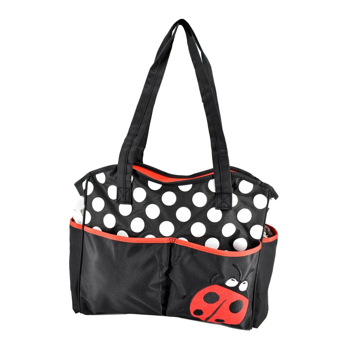 Mother Bag with Diaper Changing Mat - Black/Red & White Dot - Image 4