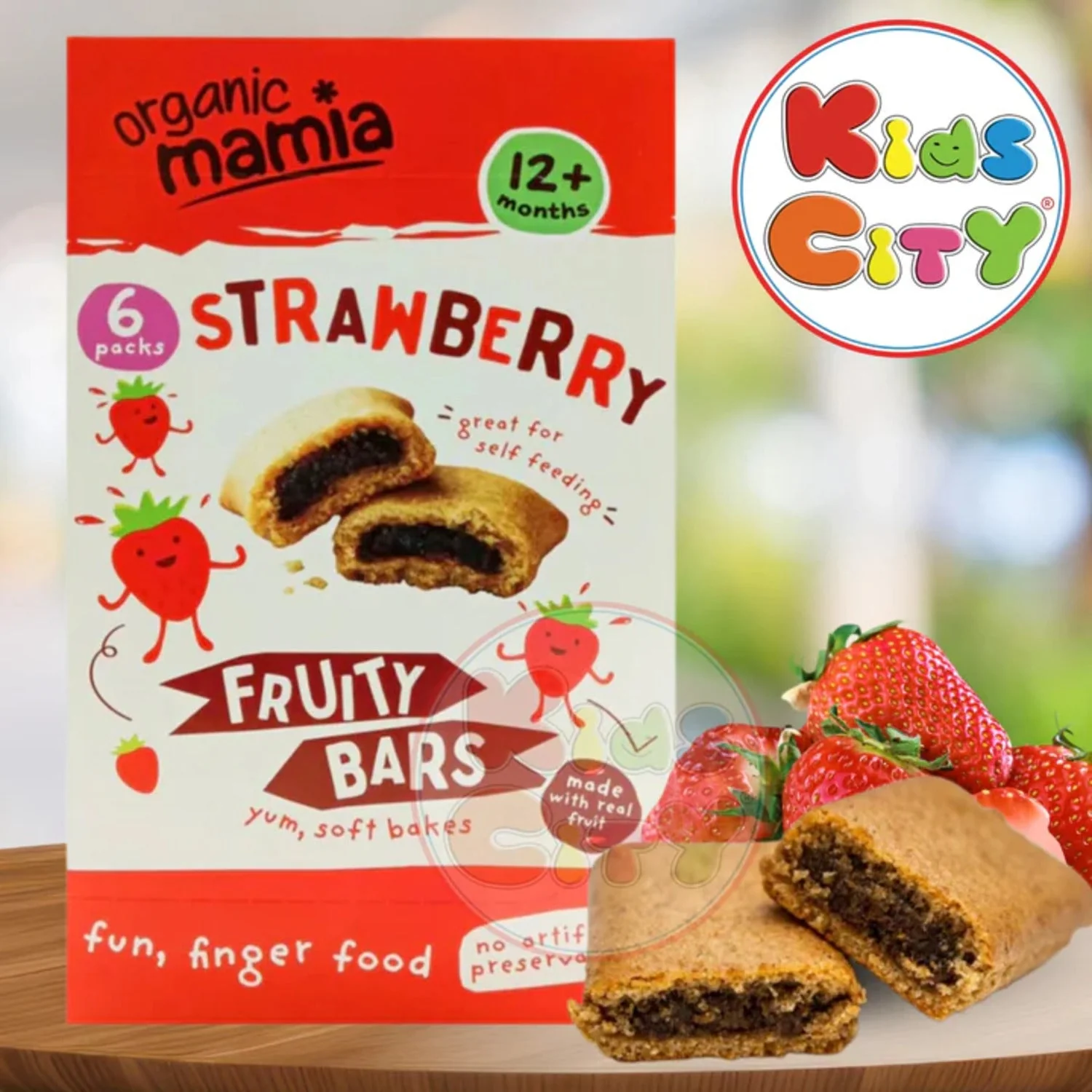 Organic Mamia Strawberry Fruity Bars (12m+) - 120g (6x20g)