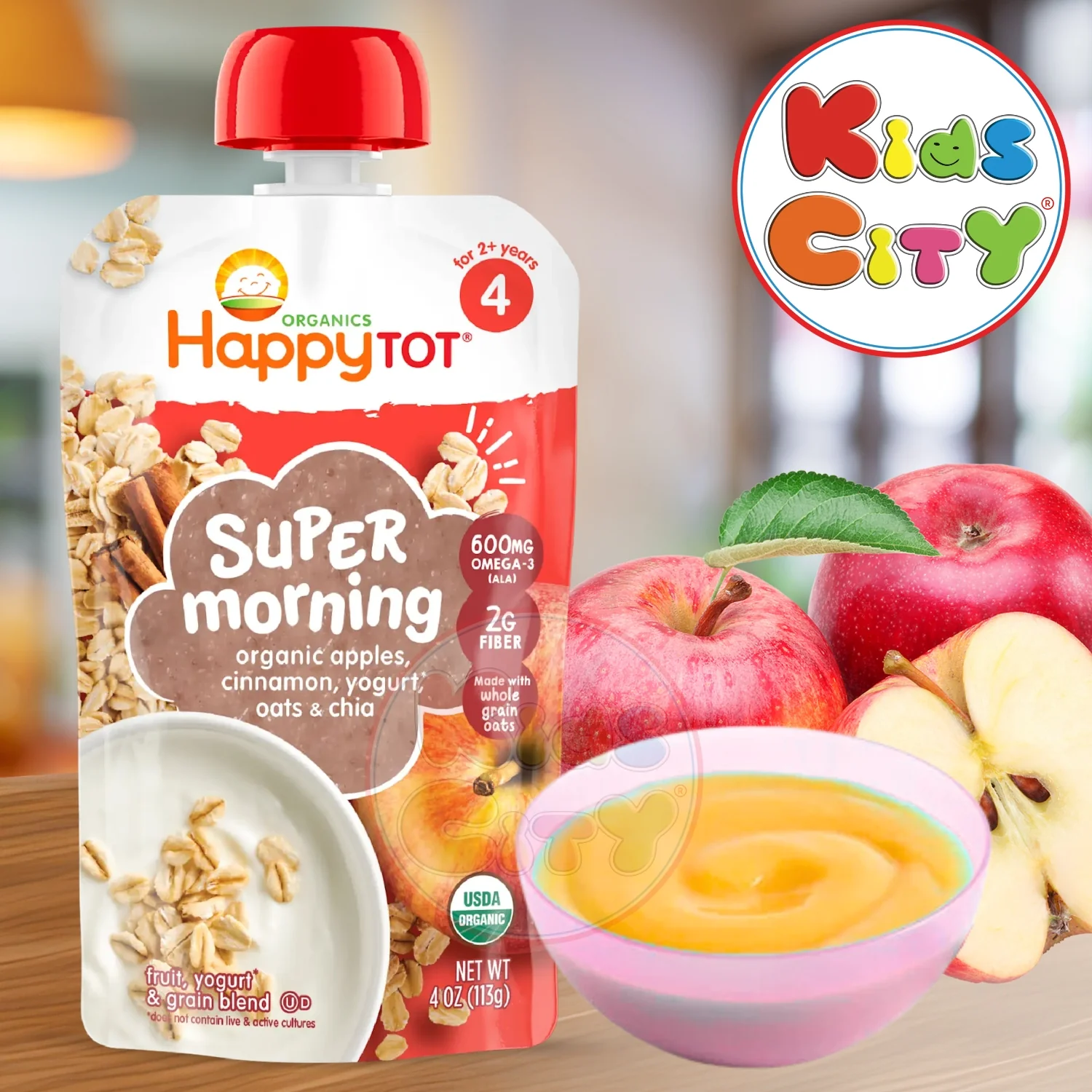 Organics Happy Tot Organic Apples, Cinnamon, Yogurt, Oats & Chia (2yr+) - 113g