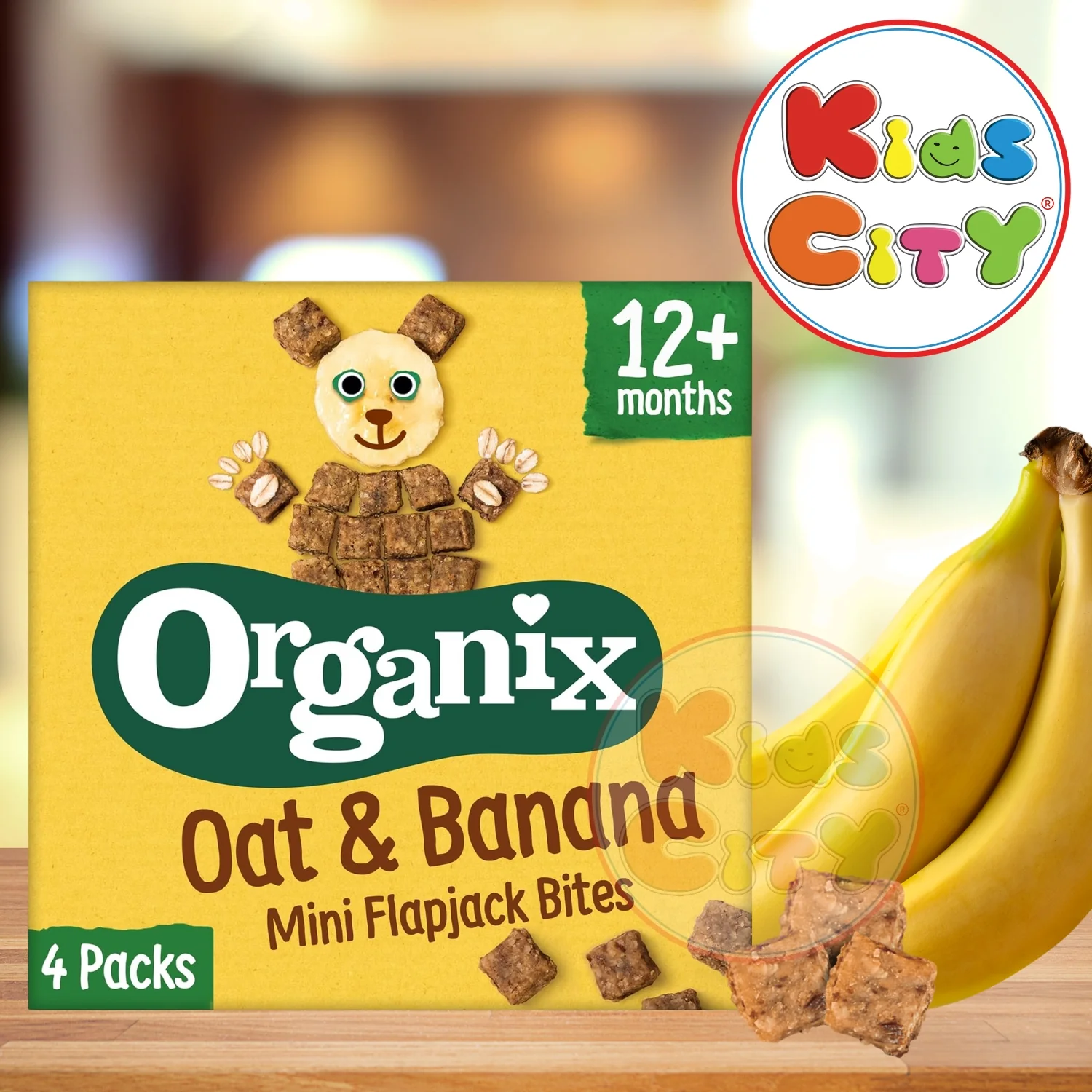 Organix Mini Flapjack Bites, Oat & Banana (12m+) - 80g (4x20g)